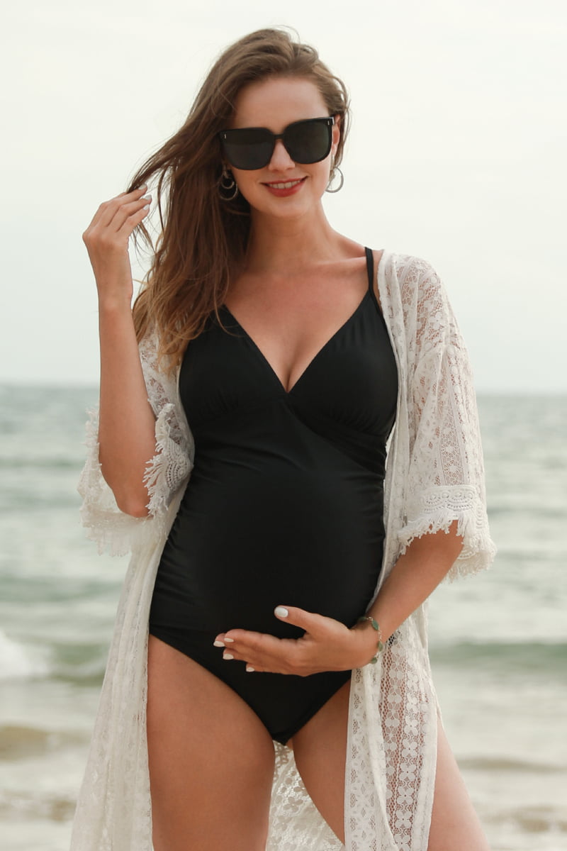 Pregnancy One Piece Bathing Suit With Cut Out Back Design – Summer Mae