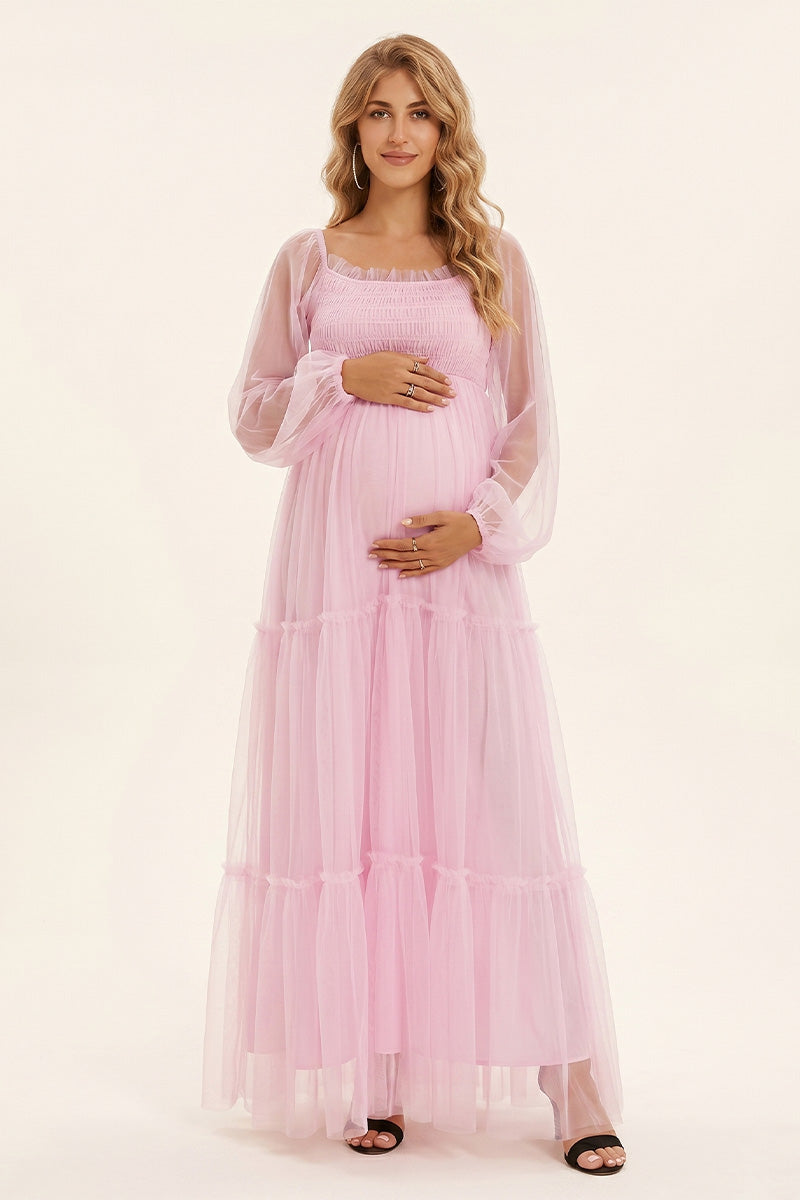 Summer Mae Smocked Tiered Maternity Maxi Dress
