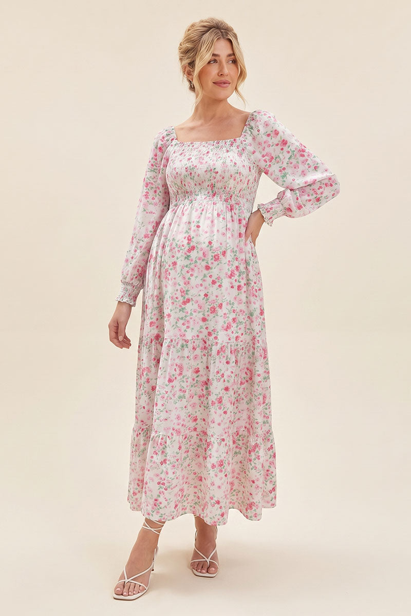 Summer Mae Floral Square Neck Maternity Maxi Dress