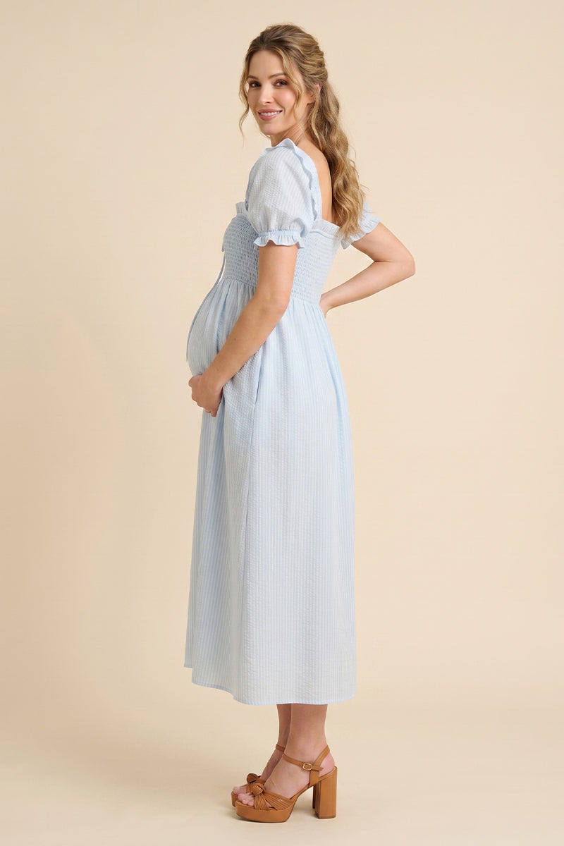 Summer Mae Puff Sleeve Maternity Midi Dress