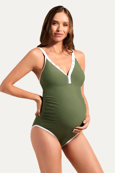 maternity-one-piece-nursing-swimsuit-with-metal-button-front#color_olive
