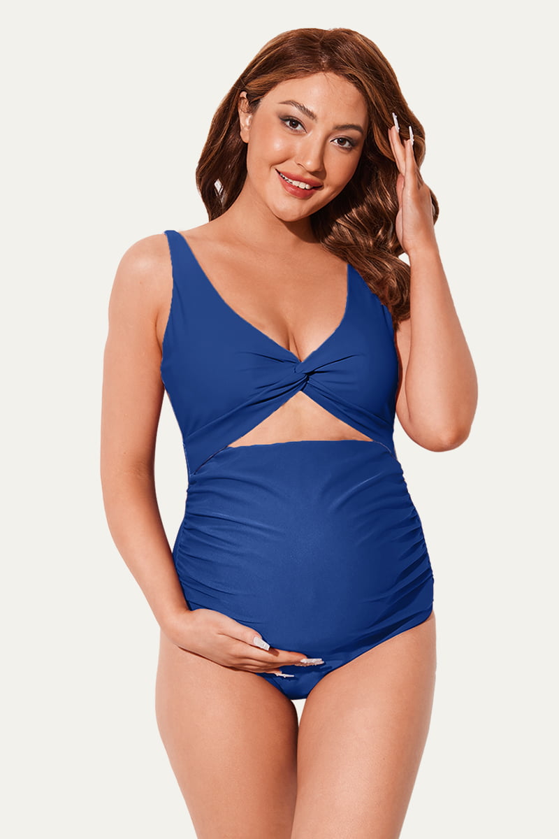 twist-front-cutout-one-piece-pregnancy-swimwear-criss-cross-bathing-suit#color_denim-blue