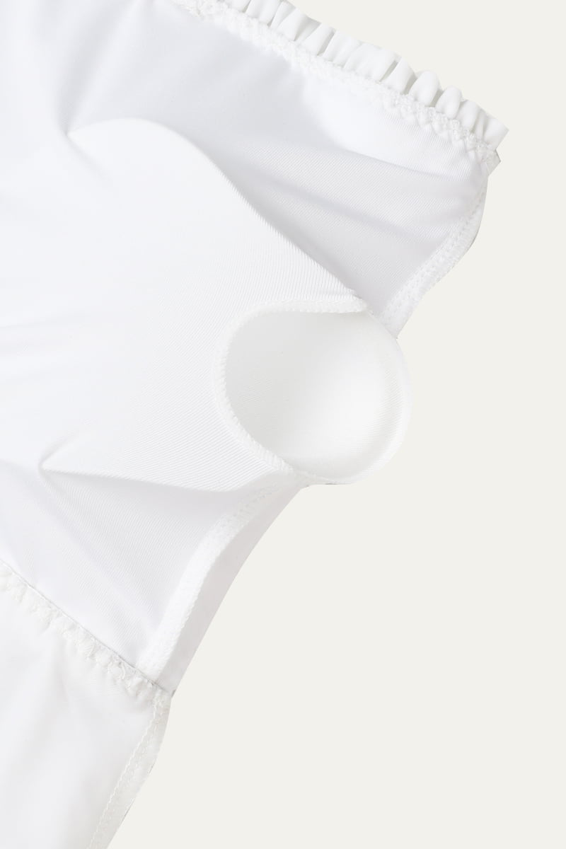 Fashion-forward Cami Top White Ruffle Bandeau Bikini Top