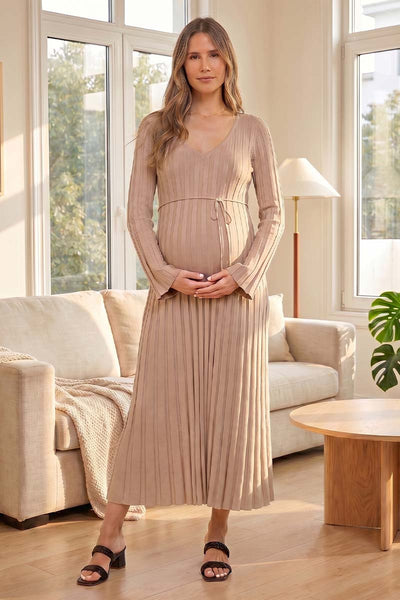pregnancy sweater dresses Summer Mae V-Neck Ribbed Knit Maternity Midi Dress 7 Must-Have Patek Philippe bachelorette outfit for bride Color:Olive Bloom