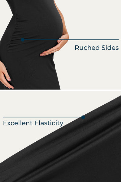 womens-short-sleeve-reched-maternity-dress#color_black