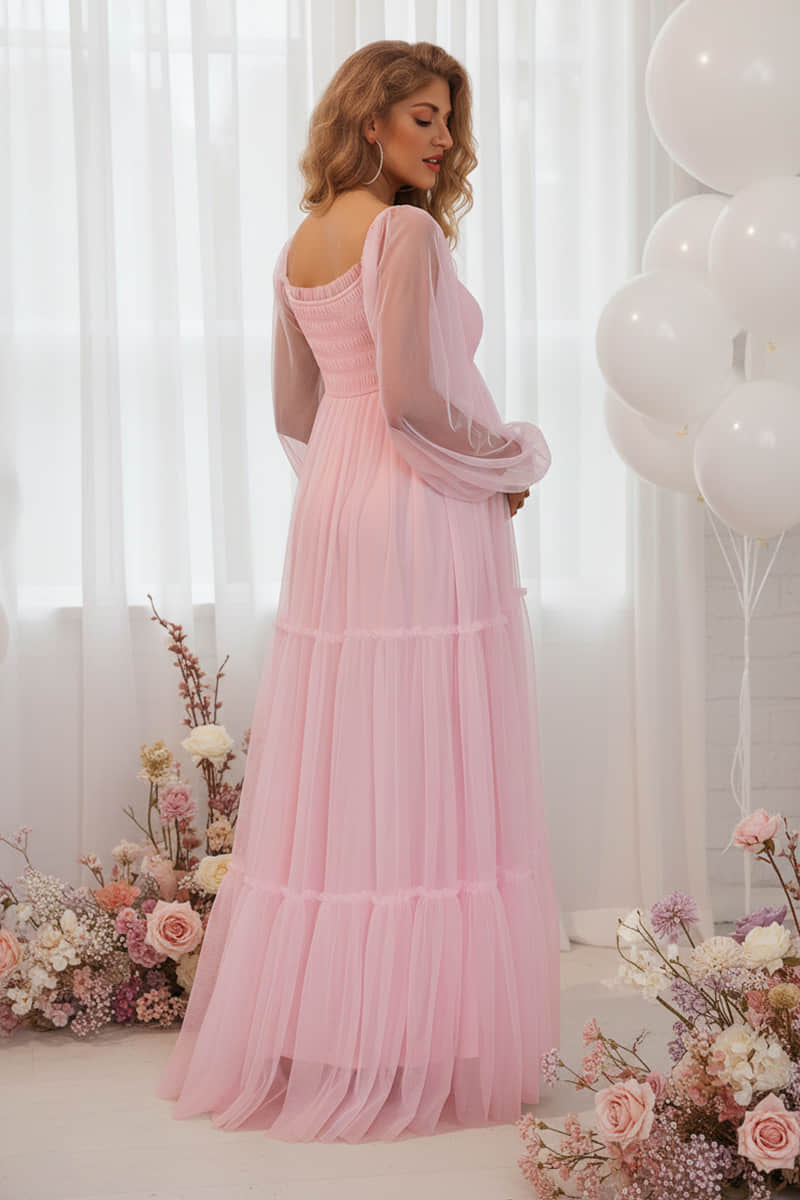 maternity tulle dress Summer Mae Smocked Tiered Maternity Maxi Dress