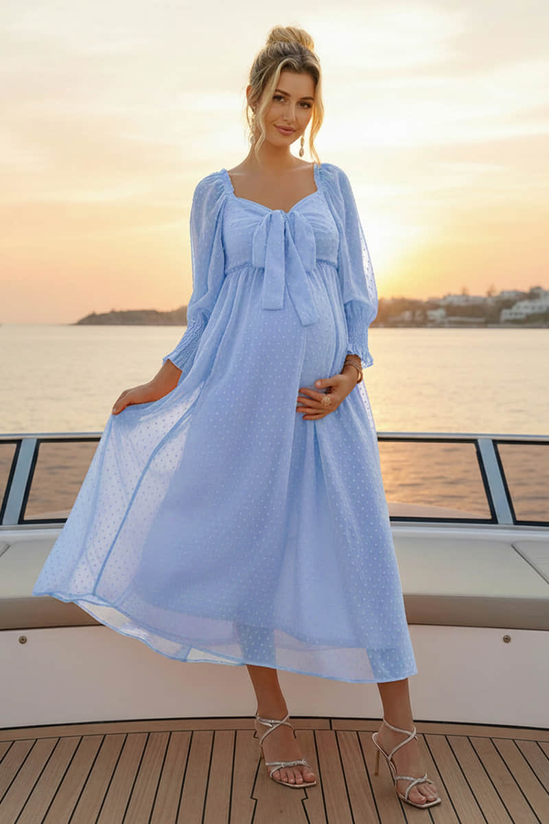 Summer Mae Bow Tie Maternity Midi Dress