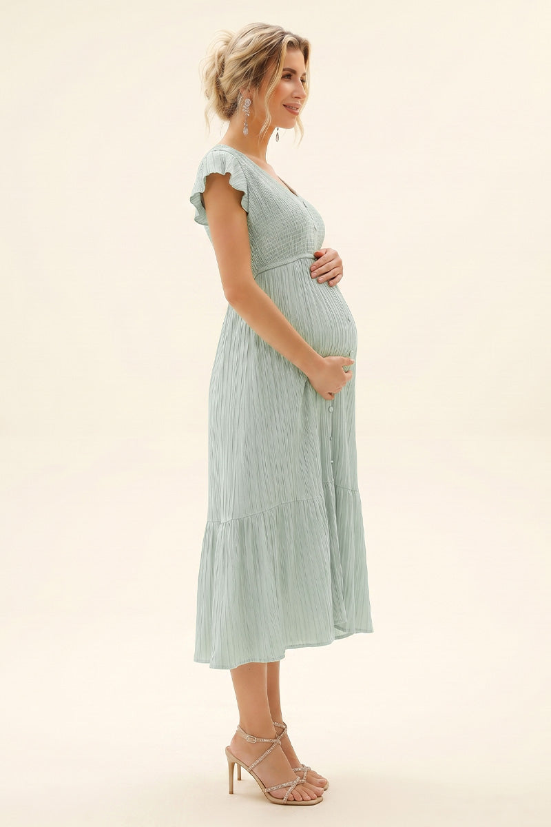 pastel green maternity dress Sage Green Maternity Robes Photoshoot Tulle Ruffles Pregnancy Dress Baby Shower