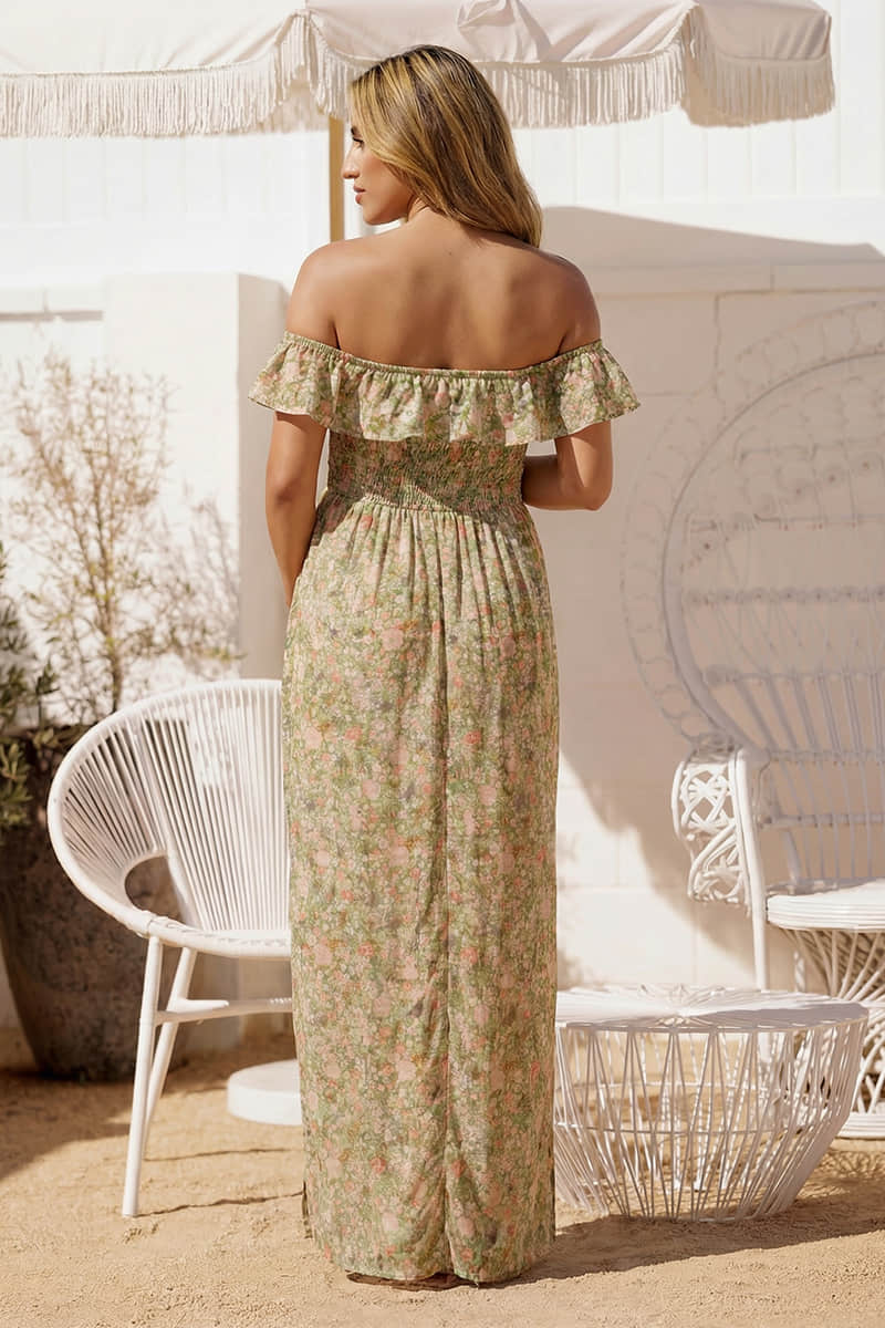 bump friendly maxi dress Summer Mae Floral Off-Shoulder Maternity D30994 27 Classy Christmas Party Size:16½ 36/37