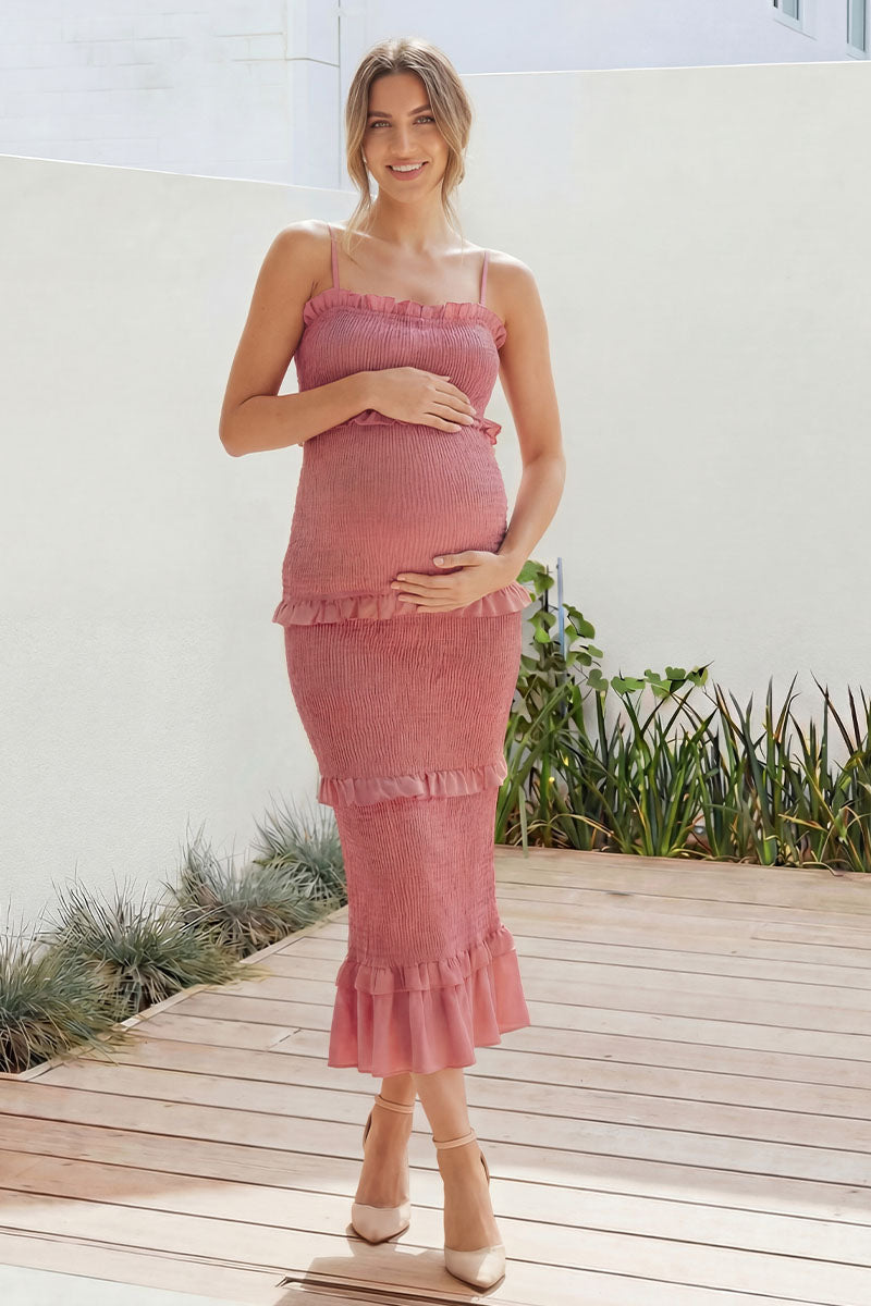 smocked bodycon maternity dress Summer Mae Smocked Maternity Bodycon Dress