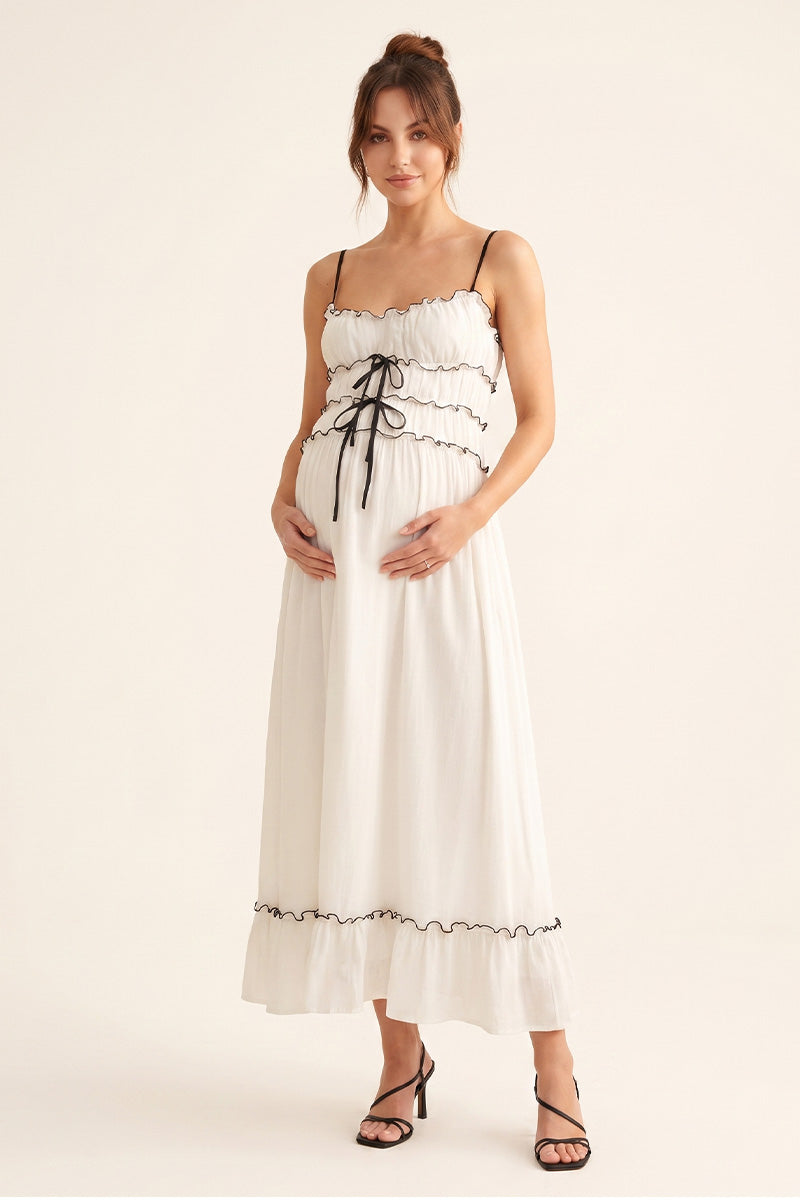 beach maternity dress White Sexy Two-piece Lace Photoshoot Dress, White / S Outdoor Style Wholesale Lina Palm Leaf Maternity