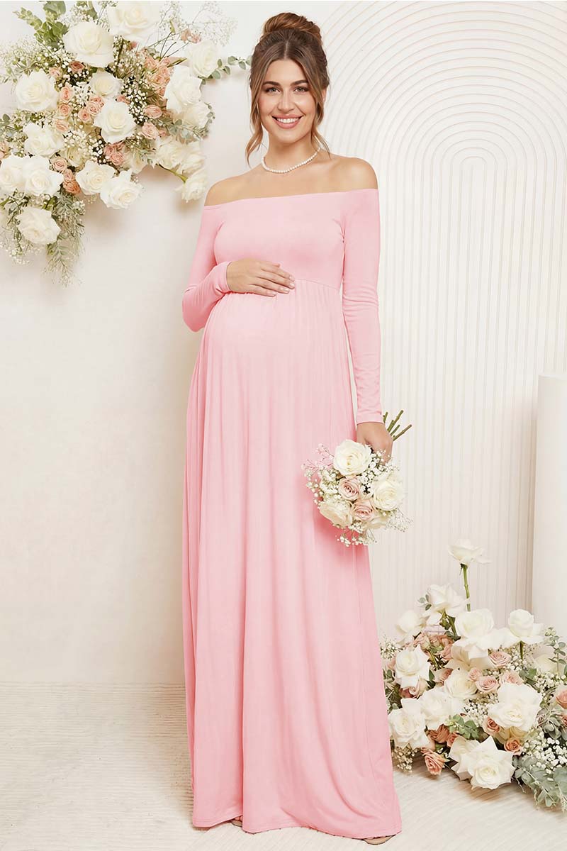 off the shoulder maternity maxi dress Summer Mae Off Shoulder Maternity Maxi Dress