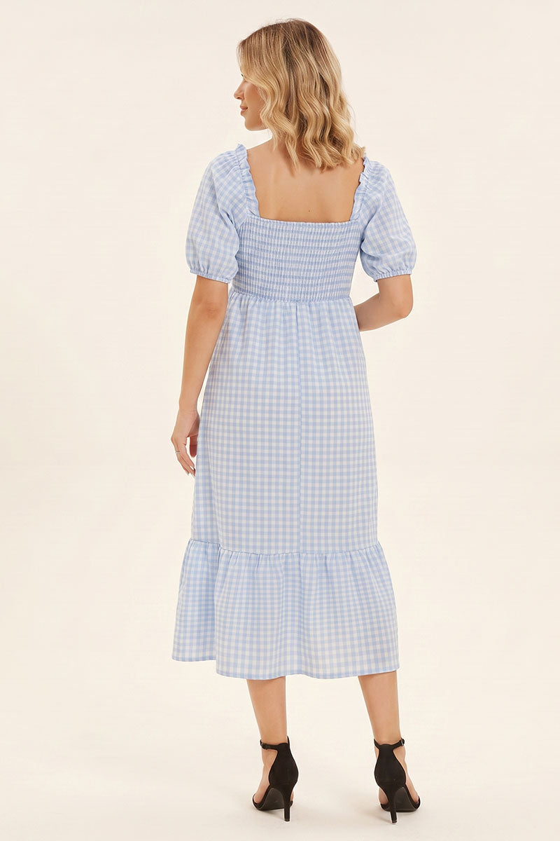 Summer Mae Gingham Maternity Midi Dress
