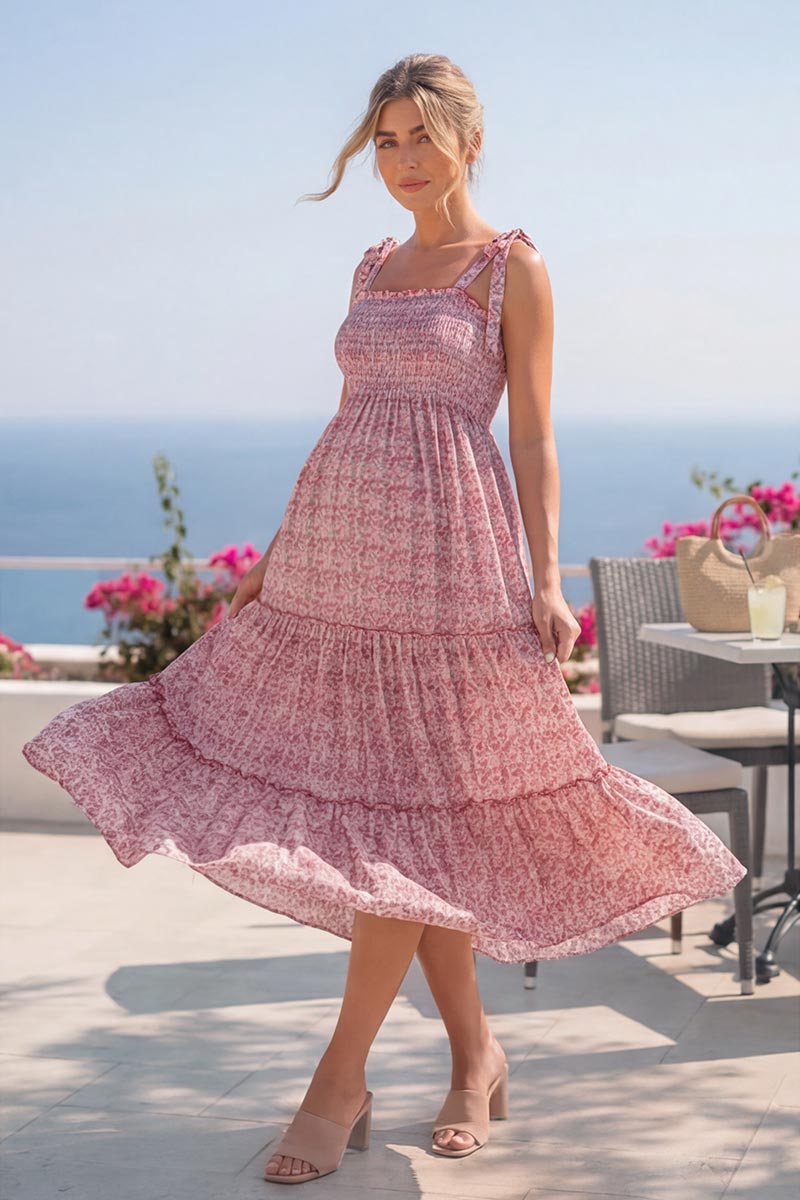 Summer Mae Floral Smocked Maternity Dress