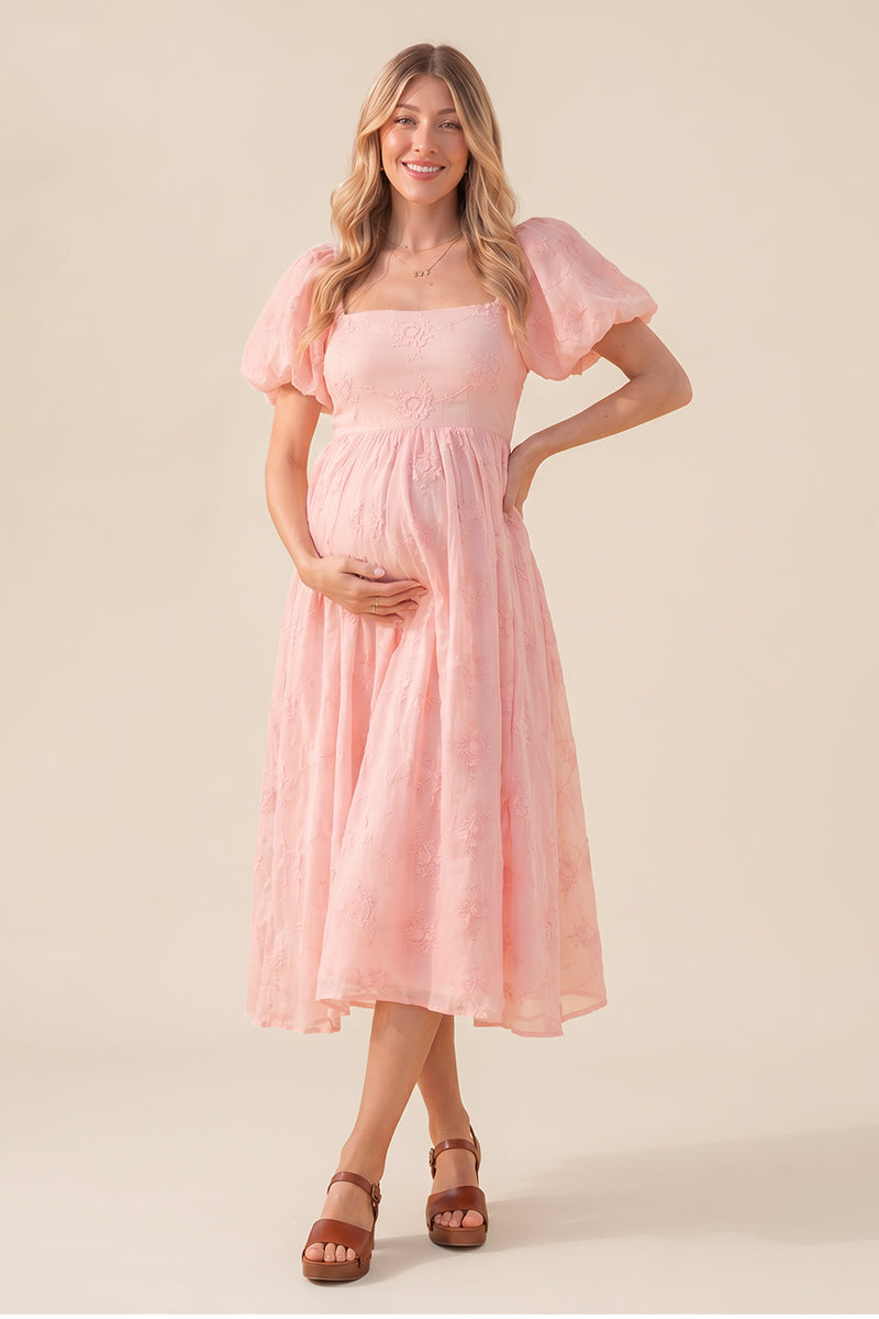 Summer Mae Silky Tencel-Blend Maternity Midi Dress
