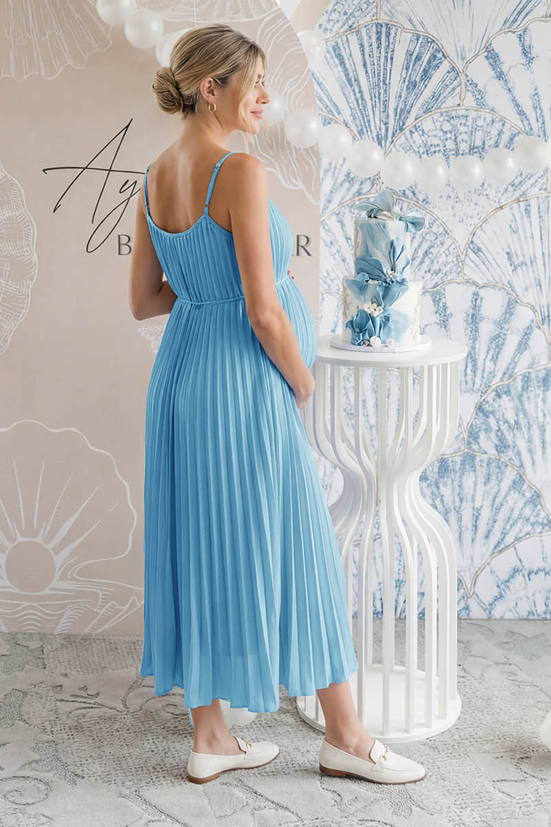 maternity midi dress Summer Mae Pleated Maternity Midi Dress