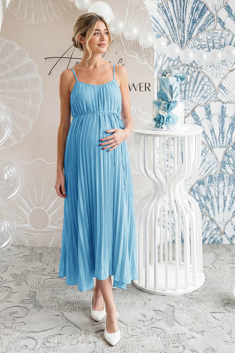 sleeveless maternity cocktail dresses Maternity Ruffle Halter Neck Dress Summer Casual Boho Sleeveless High  Waisted Flowy Midi Dress