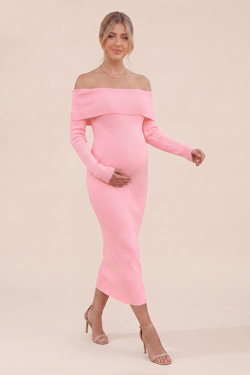 bump friendly midi dress Summer Mae Off-Shoulder Maternity Bodycon DREAM PAIRS Comfortable Low Style:Dress+Hand elevatedessentials