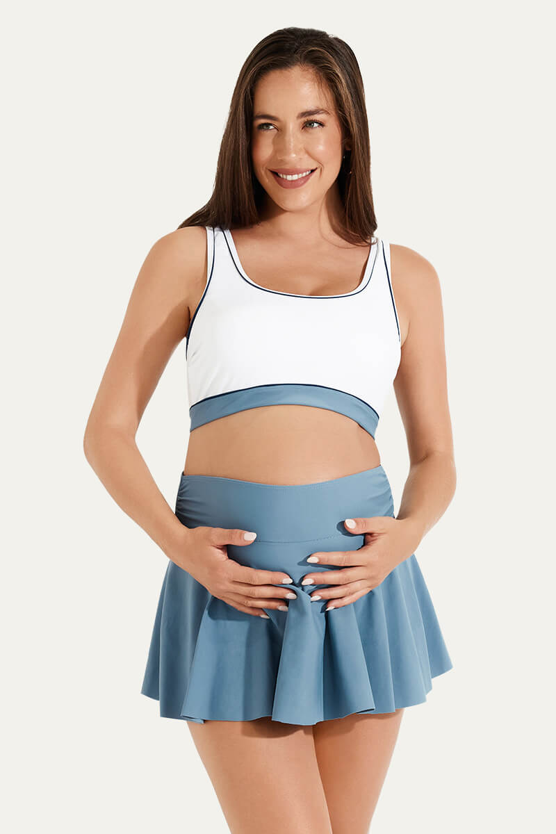 sports-style-high-waist-skirted-maternity-swimsuit-tennis-bikini-set#color_white-baby-blue