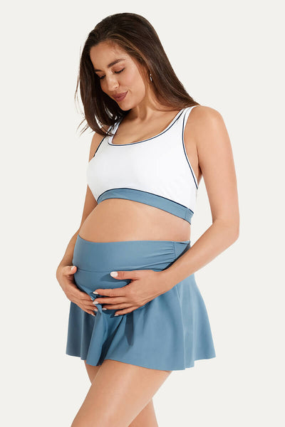 sports-style-high-waist-skirted-maternity-swimsuit-tennis-bikini-set#color_white-baby-blue