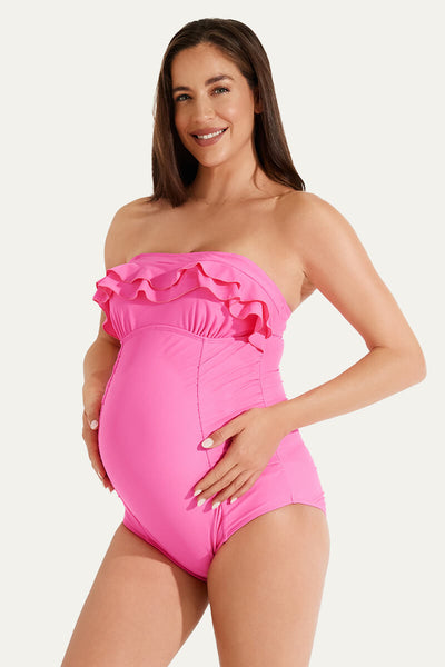 one-piece-double-layer-ruffles-pregnancy-swimwear#color_hot-pink