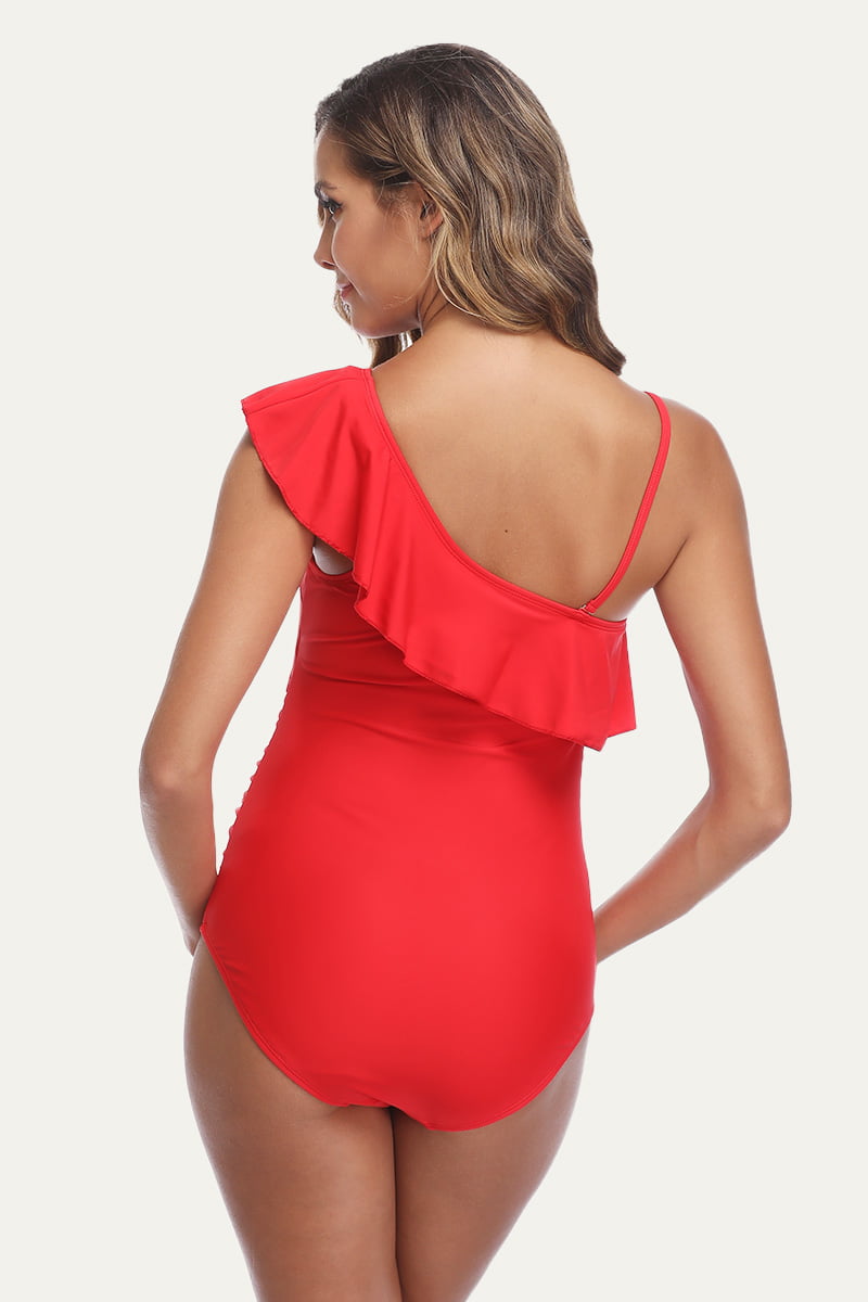 maternity-one-piece-bathing-suit-with-ruffled-one-shoulder#color_ruby