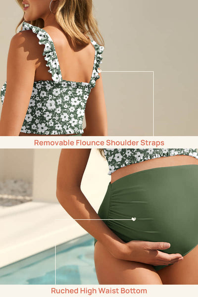 ruffled-maternity-swimsuit-two-piece-high-waisted-bikini-bottoms#color_garden-veil-bliss-olive