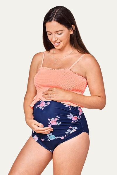High Waisted Maternity Bikini Two Piece | Pregnancy Swimming Costume-Plus Size