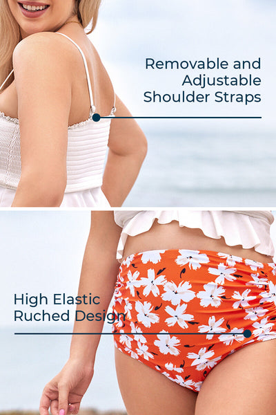 High Waisted Maternity Bikini Two Piece | Pregnancy Swimming Costume-Plus Size