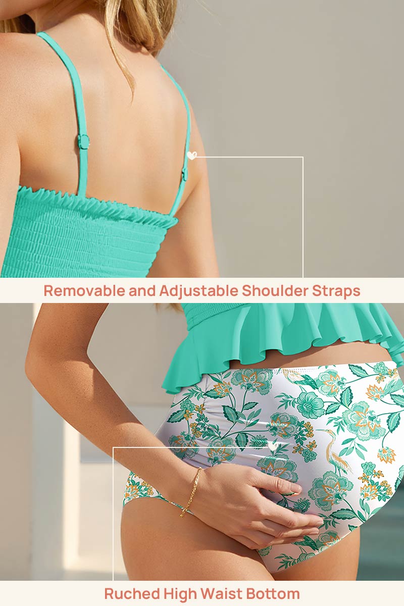high-waisted-maternity-bikini-two-piece-pregnancy-swimming-costume#color_medium-bluegreen-flowers-and-birds