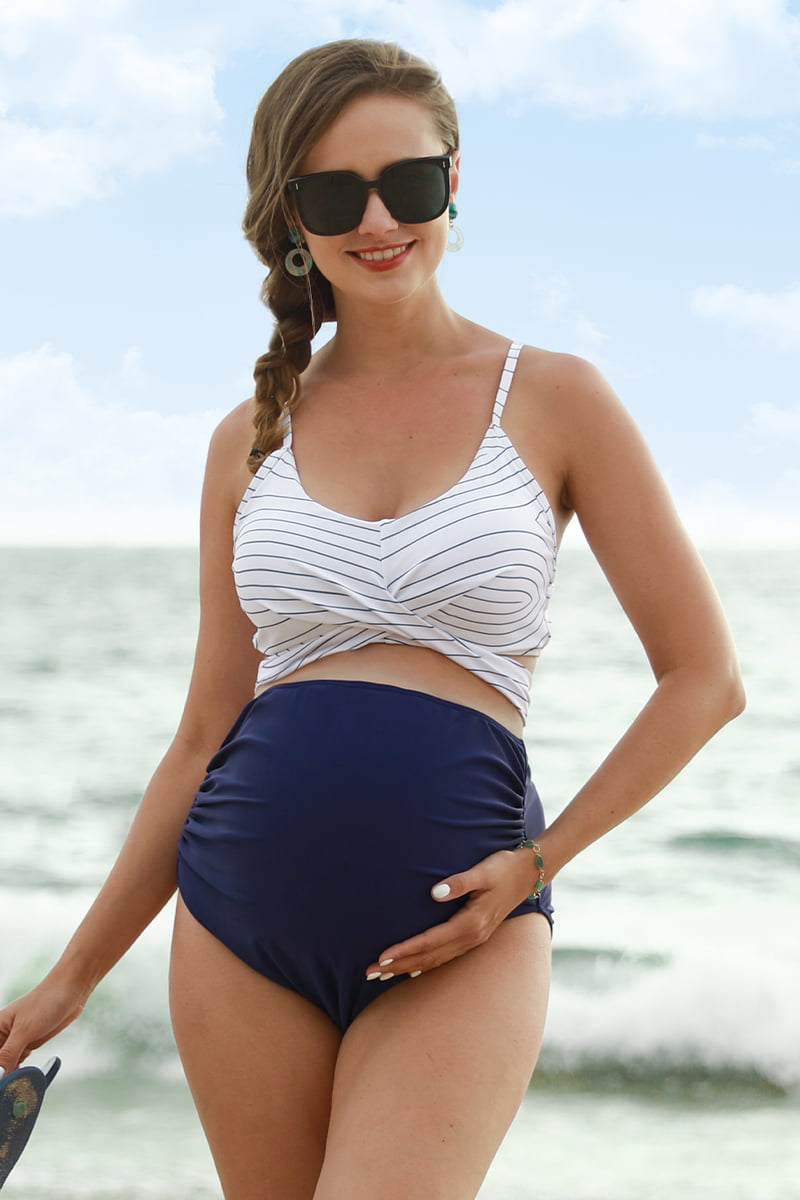 Two Piece Maternity Bathing Suit With Back Tie