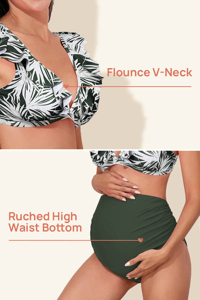 two-piece-v-neck-high-waisted-maternity-swimwear-with-flounce-top#color_leaf-waltz-sacramento