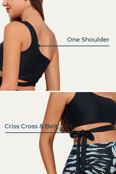 Criss Cross One Shoulder Maternity Bikini Pregnant Swimwear Dazzling Zabra