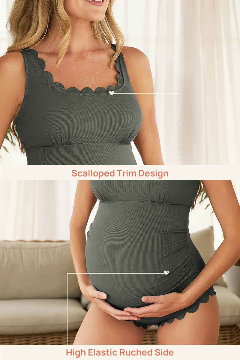 one-piece-petal-like-neckline-maternity-swimwear-ribbed-pregnancy-bathing-suit#color_olive