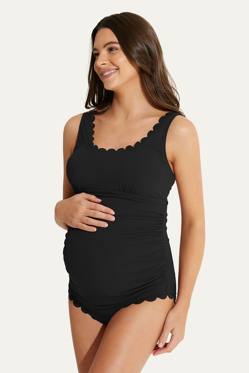one-piece-petal-like-neckline-maternity-swimwear-ribbed-pregnancy-bathing-suit#color_black