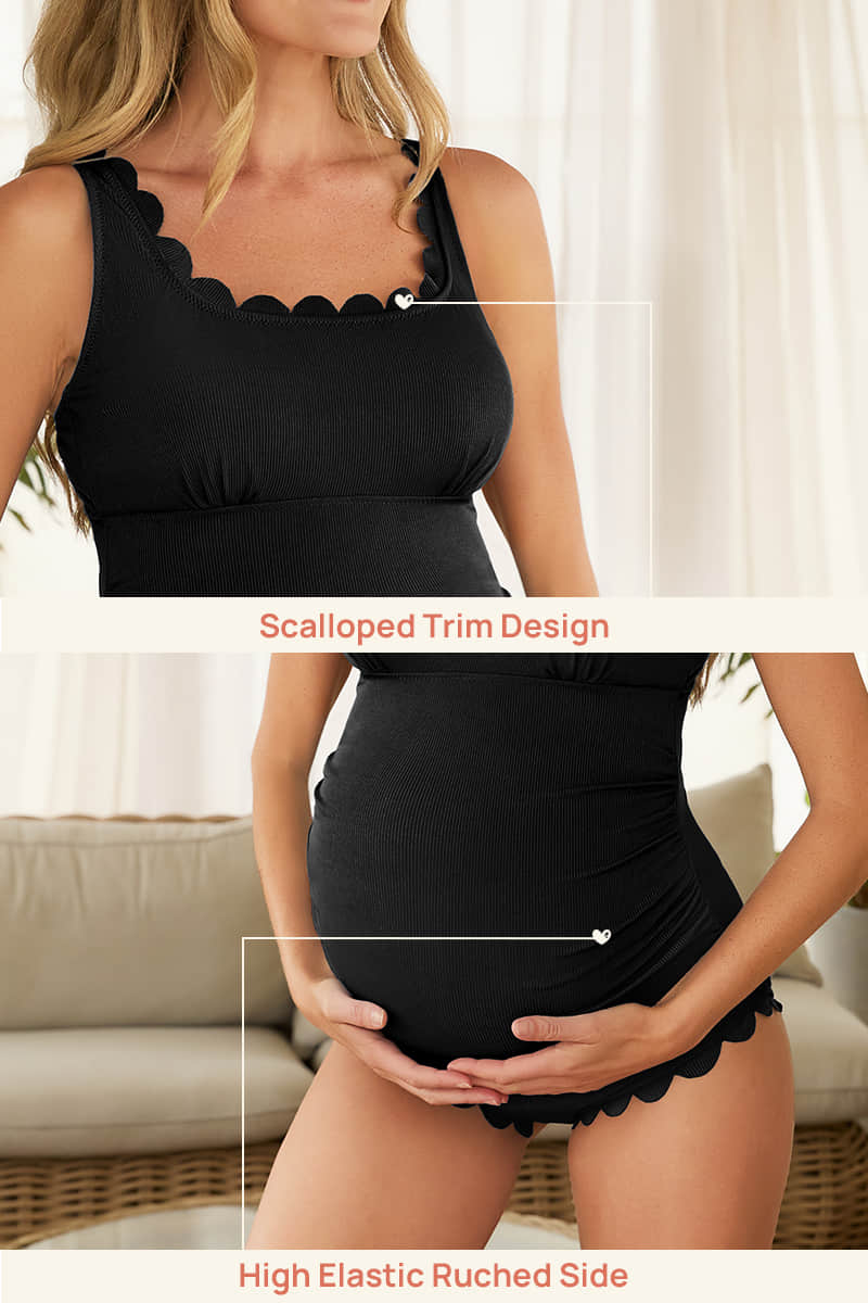 one-piece-petal-like-neckline-maternity-swimwear-ribbed-pregnancy-bathing-suit#color_black
