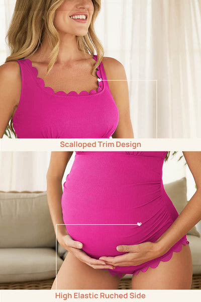 one-piece-petal-like-neckline-maternity-swimwear-ribbed-pregnancy-bathing-suit#color_cerise