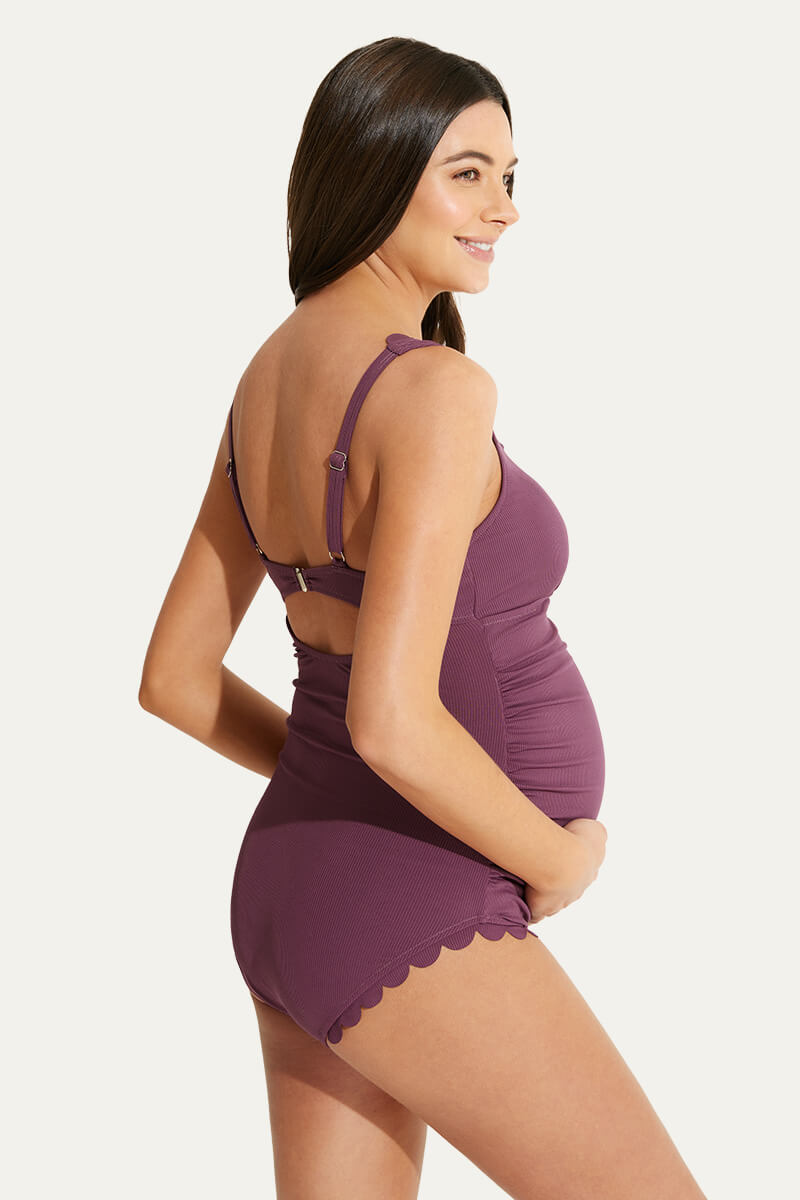 one-piece-petal-like-neckline-maternity-swimwear-ribbed-pregnancy-bathing-suit#color_plum