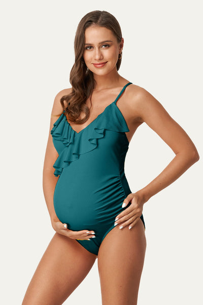 flounce-v-neck-one-piece-maternity-swimsuit-with-adjustable-shoulder-straps#color_sacramento