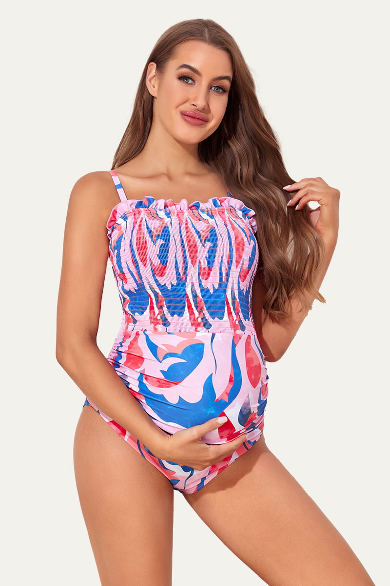 one-piece-ruched-shirred-bandeau-maternity-swimsuit#color_amazing-scythe