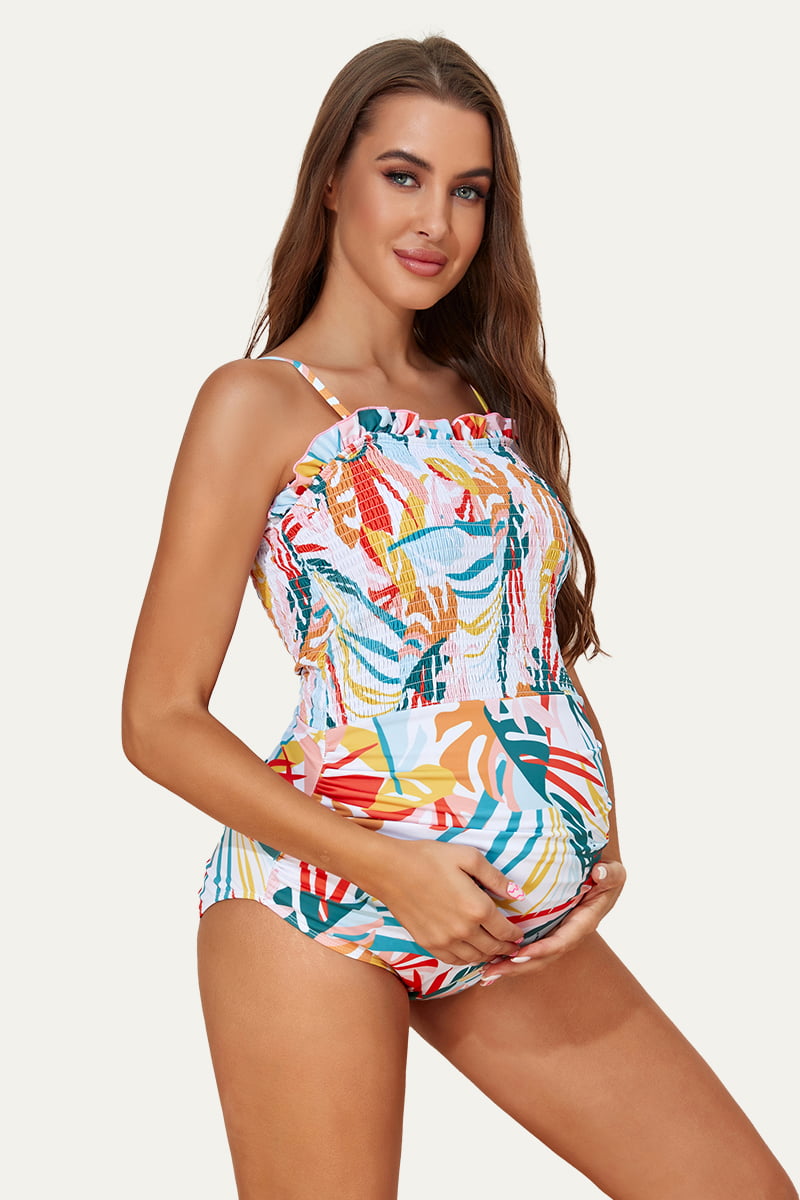 womans-one-piece-ruched-pregnancy-bathing-suit#color_fallen-flowers