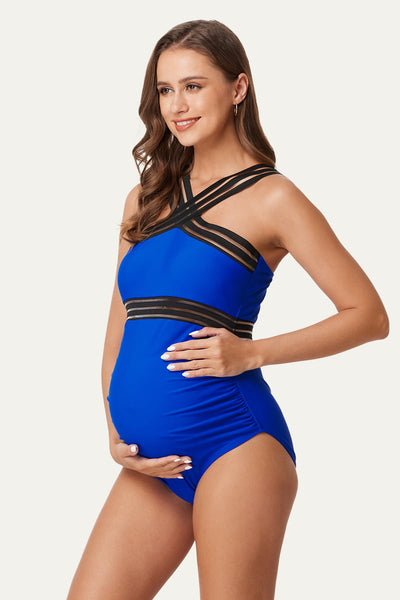 mesh-hollow-maternity-one-piece-swimsuit-criss-cross-monokini#color_sapphire-blue