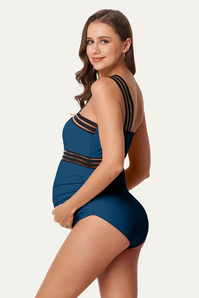 mesh-hollow-maternity-one-piece-swimsuit-criss-cross-monokini#color_nordic-blue