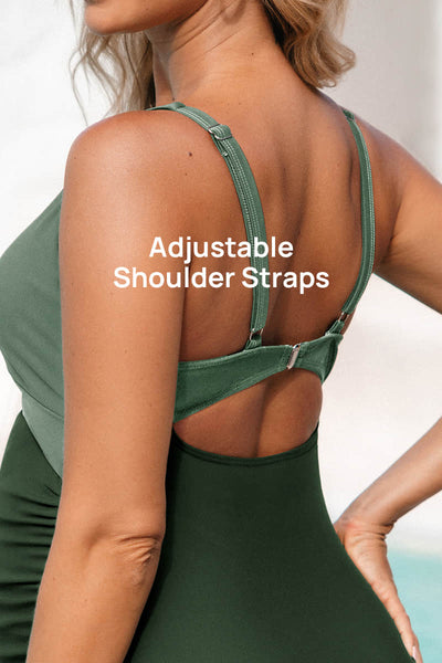 Twist Front Cutout One Piece Pregnancy Swimwear | Criss-Cross Bathing Suit