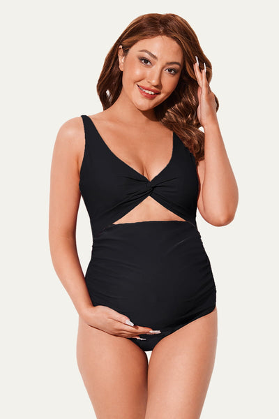 twist-front-cutout-one-piece-pregnancy-swimwear-criss-cross-bathing-suit#color_black