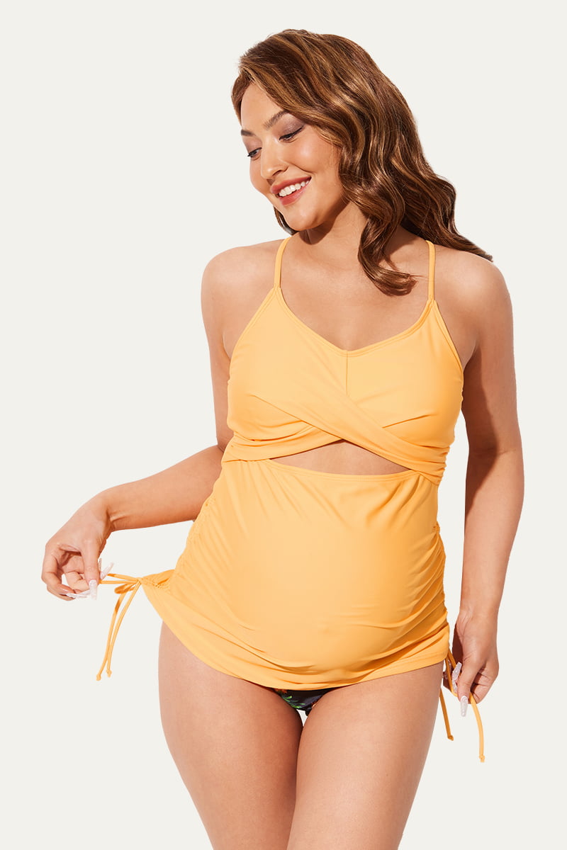 two-piece-cutout-cross-back-maternity-tankini-swimsuit#color_sun-glow-very-pineapple