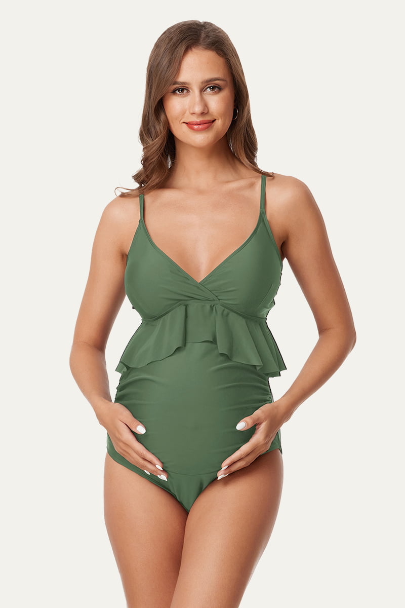 high-waist-v-neck-ruffled-maternity-bikini-set#color_olive