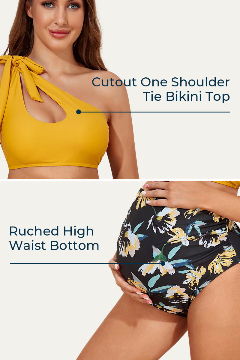 one-shoulder-tie-side-cutout-maternity-swimsuits#color_mustard-black-watercolor-bloom