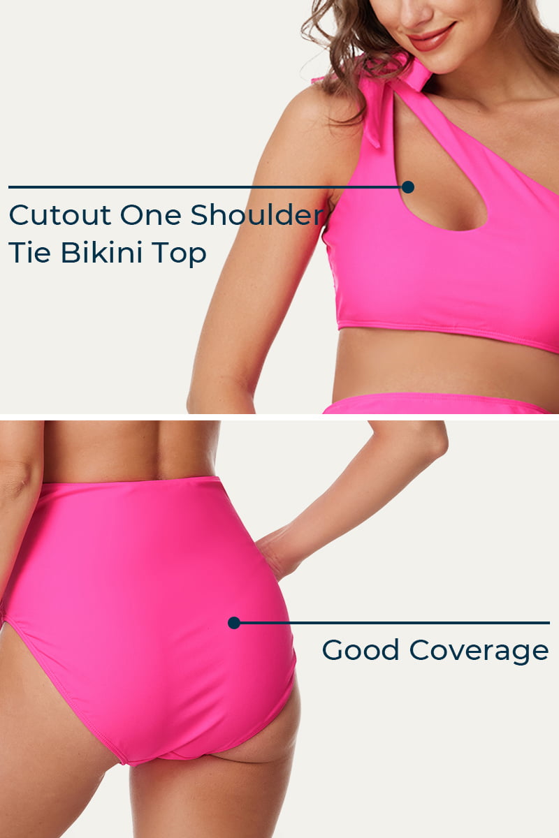 Cutout One Shoulder Tie Side Pregnancy Swimwear
