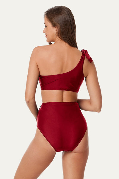 cutout-one-shoulder-tie-side-pregnancy-swimwear#color_ruby
